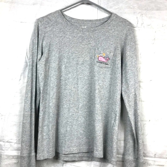 Vineyard Vines Classic Gray Crewneck Long Sleeve Happy New Year Tee Sz Small - Picture 5 of 5